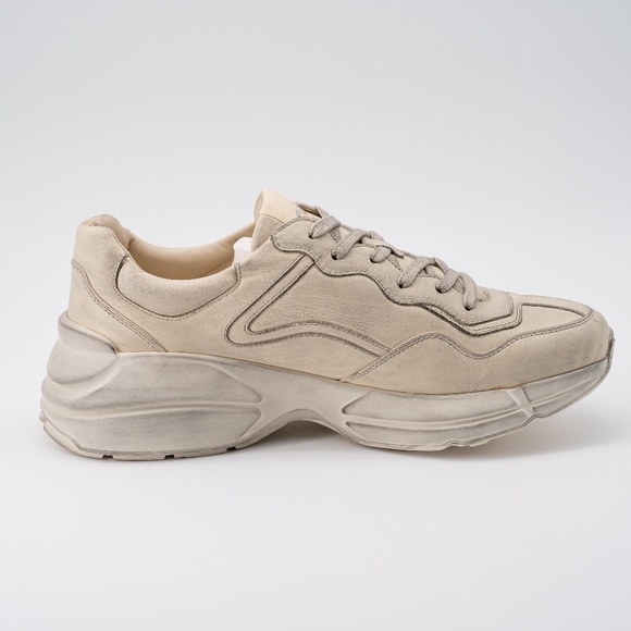 size 12G - Gucci Rhyton Distressed Sneaker Ivory Leather - Picture 7 of 12